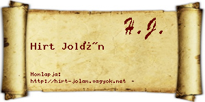Hirt Jolán névjegykártya